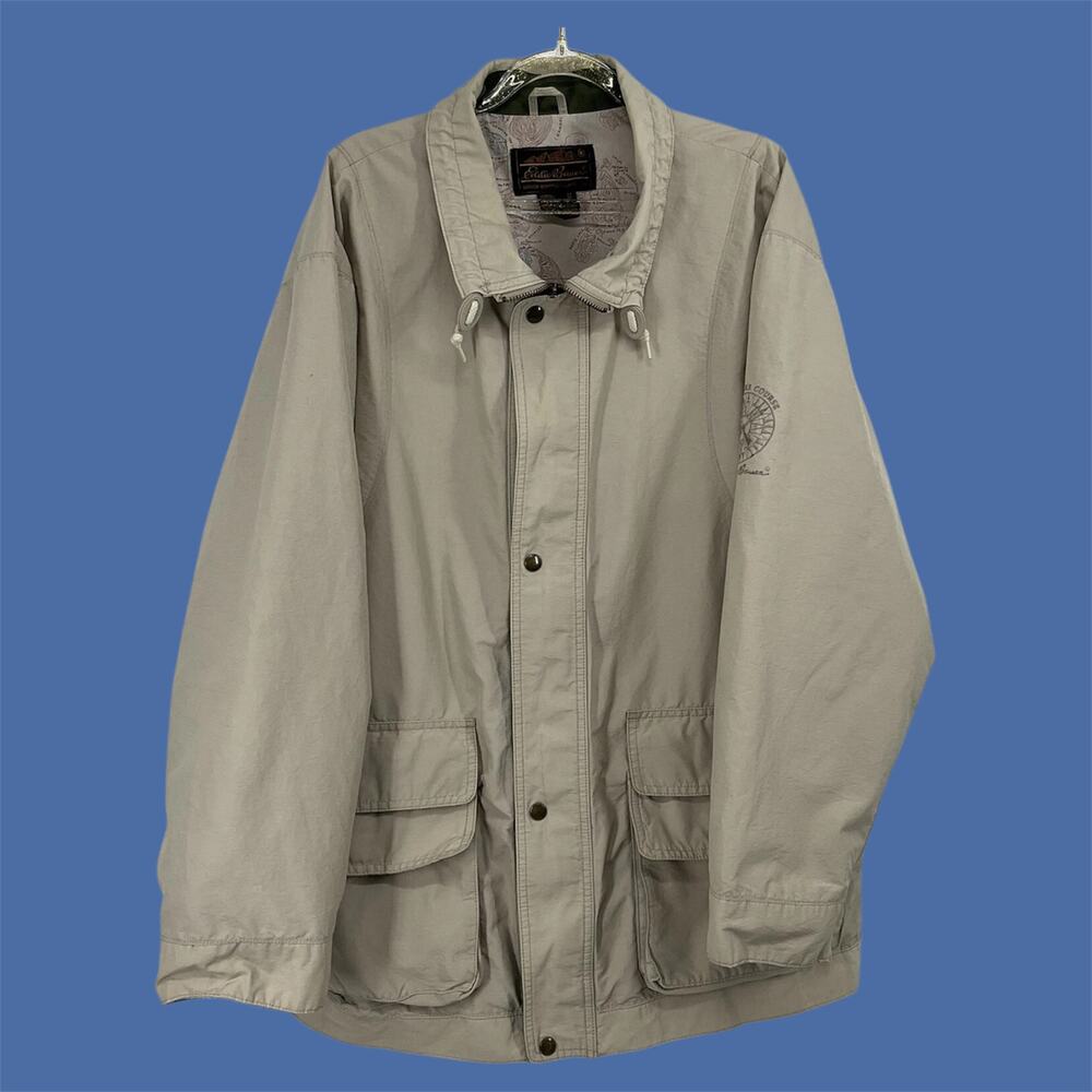 Vintage Eddie Bauer Field Jacket Map Lining Men’s M Beige Outdoor Gorpcore Retro